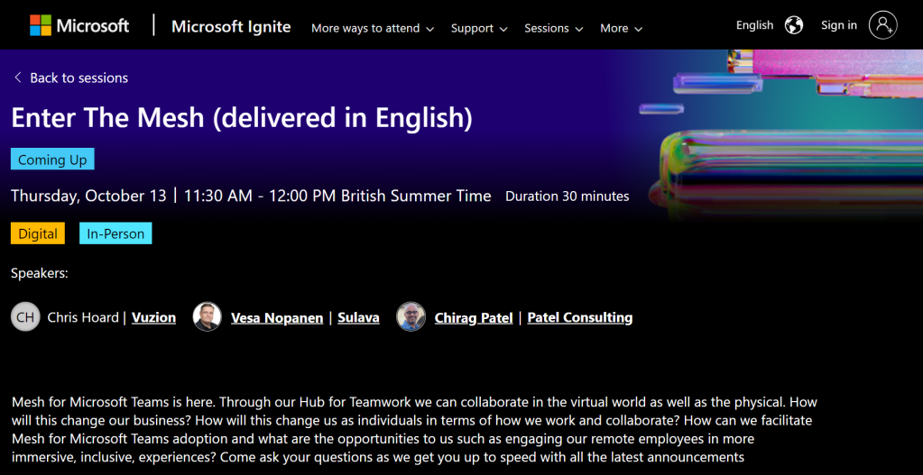 Speaking at Microsoft Ignite 2022 Spotlight on the UK (Manchester)&nbsp;#MSIgnite